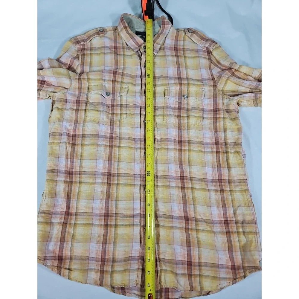 Banana Republic Long Sleeve Button Up Linen-Cotton Shirt Large 16-16.5‎ Plaid